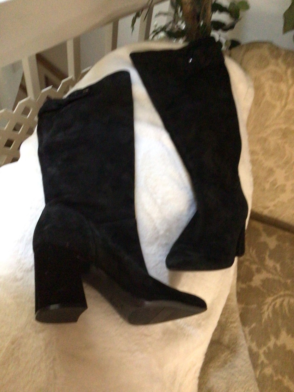 Classic Black Over-the-Knee Suede Boots with Block Heel